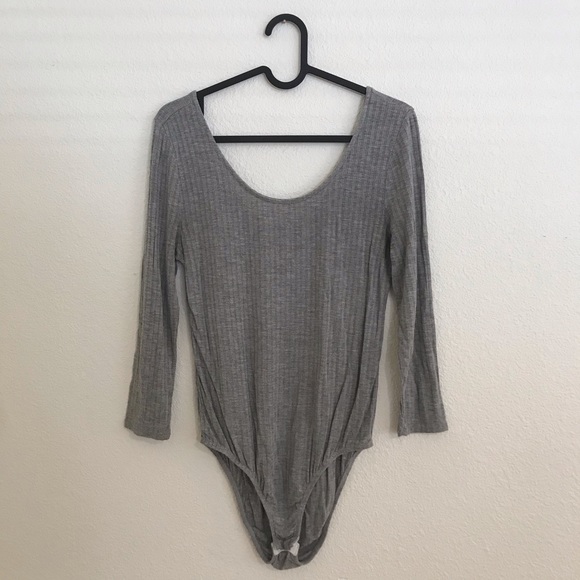 Grey Ribbed Bodysuit - Picture 1 of 3